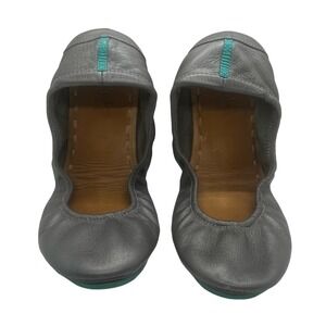 Tieks by Gavrieli Pewter Ballet Flats Sliver Metallic Leather Foldable Size 10